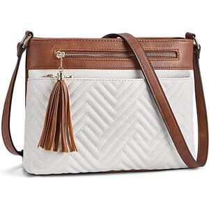 BOSTANTEN Quilted Crossbody Bag for Women, Medium Shoulder Purse with Tassel